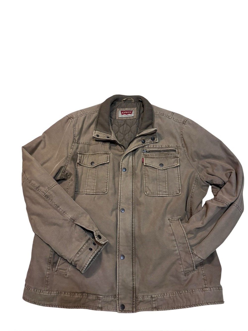 Levis Mens XXL Tan Military Field Jacket Utility Bomber Coat